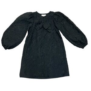 Something Navy Puff Sleeve Black Mini Dress